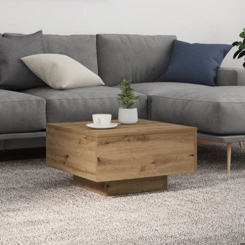 ZNTS Coffee Table with LED Lights Artisan Oak 55x55x31 cm 862995