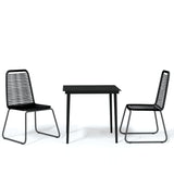 Garden Dining Set Black Powder-coated steel, glass, PE rattan 3099095