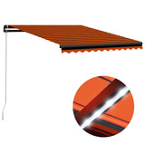Manual Retractable Awning with LED 350x250 cm Orange and Brown 3055225
