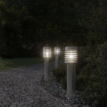 ZNTS Outdoor Floor Lamps with Outlet 3pcs Silver 60 cm Stainless Steel 4006374