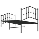 Metal Bed Frame without Mattress with Footboard Black 75x190cm 373797