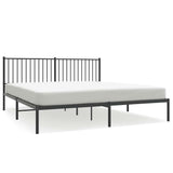 Metal Bed Frame without Mattress with Headboard Black 183x213cm 350869
