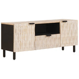 TV Cabinet White Wash Finish 105 x 33 x 46 cm Solid Mango Wood 4017878
