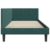 Corner Bed Frame with Headboard Dark green 100 x 200 cm Velvet 42016360