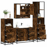 4 Piece Bathroom Furniture Set Smoked Oak Engineered Wood 3301292