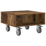 Side Table with Wheels Old Wood 50.5 x 50 x 30 cm 891030