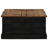 ZNTS Storage Chest HALDEN Black 91x91x47 cm Solid Wood Pine 4018408