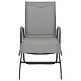 Sun Lounger Grey Powder-Coated Steel 200 x 58 x 32 cm 47845
