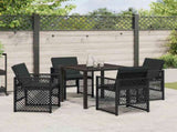 Garden Dining Set 5 pcs Black Poly Rattan 3380621