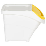 Stackable Waste Bins with Lids 3 pcs White PP 78 L 364068