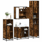 4 Piece Bathroom Furniture Set Smoked Oak Engineered Wood 3301207
