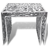 Two Piece Side Tables Square Aluminium Silver 243508