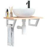 Basin Shelf Wall Mounted Steel and Solid Wood Oak 3302542