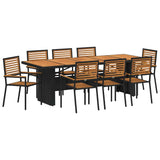 Garden Dining Set 9 pcs Black and Brown Poly Rattan 3365446