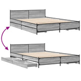 Bed Frame with Drawers without Mattress Grey Sonoma 150x200 cm King Size 3279930