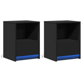 Bedside Cabinets with LED Lights 2 pcs Black Engineered Wood 852022