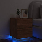 Bedside Cabinet with LED Lights Brown Oak Engineered Wood 836747
