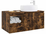 Bathroom Furniture Set 2 pcs Smoked Oak Engineered Wood 3404099