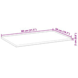 Table Top Rectangular 80x50x2 cm Solid Wood Acacia 4008819