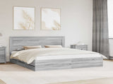 Bed Frame with Drawer Grey Sonoma 200 x 200 cm Engineer Wood 3410156