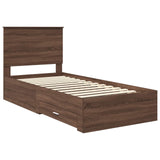 Bed Frame Brown Oak and Silver 75 x 190 cm Engineered Wood 3409718
