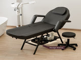 Salon Beauty Bed and Hydraulic Stool, Adjustable 3-Section Massage Table w/Detachable Head Cushions, 33915374
