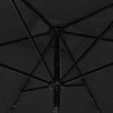 Garden Parasol with LEDs and Steel Pole Black 2x3 m 313792