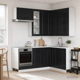Kitchen Unit PORTO 8 pcs Black Engineered Wood 3438422
