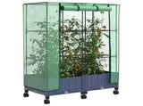 Garden Planter with Greenhouse Cover&Wheels 2 pcs Blue Grey PP 3422976