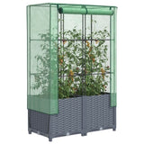 ZNTS Raised Bed with Greenhouse Cover Rattan Look 80x40x138 cm 4015828