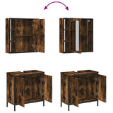 2 Piece Bathroom Furniture Set Smoked Oak Engineered Wood 3214722