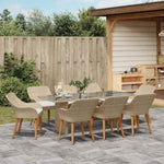 Garden Dining Set with Cushion 9 pcs Beige Poly Rattan 3261630