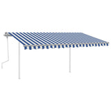Manual Retractable Awning with LED 4.5x3.5 m Blue and White 3070041