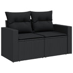 ZNTS 11 Piece Garden Sofa Set with Cushions Black Poly Rattan 3228915