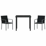 Garden Dining Set 3 pcs Black and Grey PE Rattan 3379051