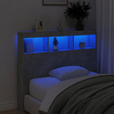 Headboard Cabinet with LED Concrete Grey 120x17x102 cm 839192