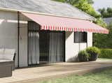Awning Replacement Fabric Red and White 4x3.5 m Polyester 367717