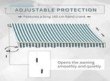 Manual Retractable Awning, size -Green/White Stripes T3398P310349