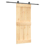 Sliding Door Natural and Black 85 x 210 cm Solid Pine Wood 3444988