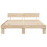 Bed Frame with Headboard Brown 200 x 200 cm Solid Pine Wood 3382289