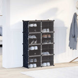 Storage Cube Organiser with 8 Cubes and Doors Black PP 4019579