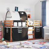 Bunk Bed without Mattress White&Black 80x200 cm Solid Wood Pine 3284012