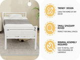 White reinforced metal bunk bed with iron art on top and bottom, dormitory/children's room double W3987P434160
