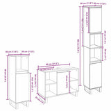 Bathroom Furniture Set with Shelf 3 pcs Brown Engineered Wood 3378510