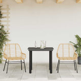 3 Piece Garden Dining Set Brown Poly Rattan Glass 3334541