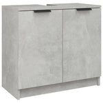 ZNTS 3 Piece Bathroom Cabinet Set Concrete Grey Engineered Wood 3115879