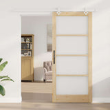 Sliding Door Natural 93 x 211 cm Solid Pine Wood and Glass 3332261