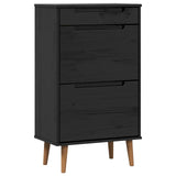 Shoe Cabinet MOLDE 59.5 x 35 x 103 cm Solid Pine Wood Black 42020941