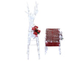 4ft Lighted Christmas Reindeer & Sleigh Outdoor Yard Decoration Set with LED Lights, Red & White 74771005