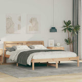 Bed Frame with Headboard Brown 160 x 200 cm Solid Pine Wood 872770